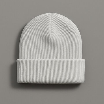 Premium White Beanie Mockup - Seamless Background for Logo Design