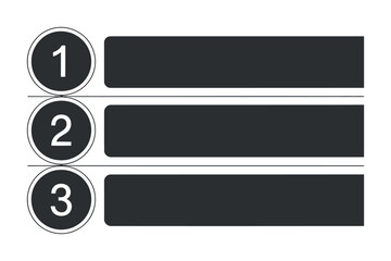 Fototapeta premium Three Step List Template in Dark Gray and White