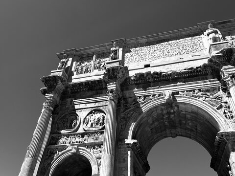 Arch of Constantine in Rome, Italy (black and white)