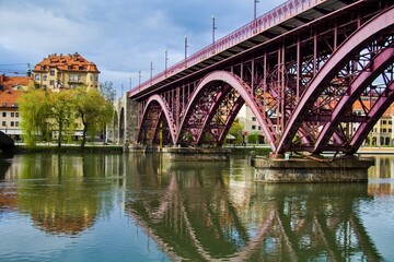 Bridge over Drava river in Maribor, Slovenia