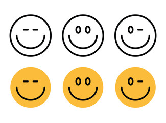Smiling face icon set. Smiley emote symbol