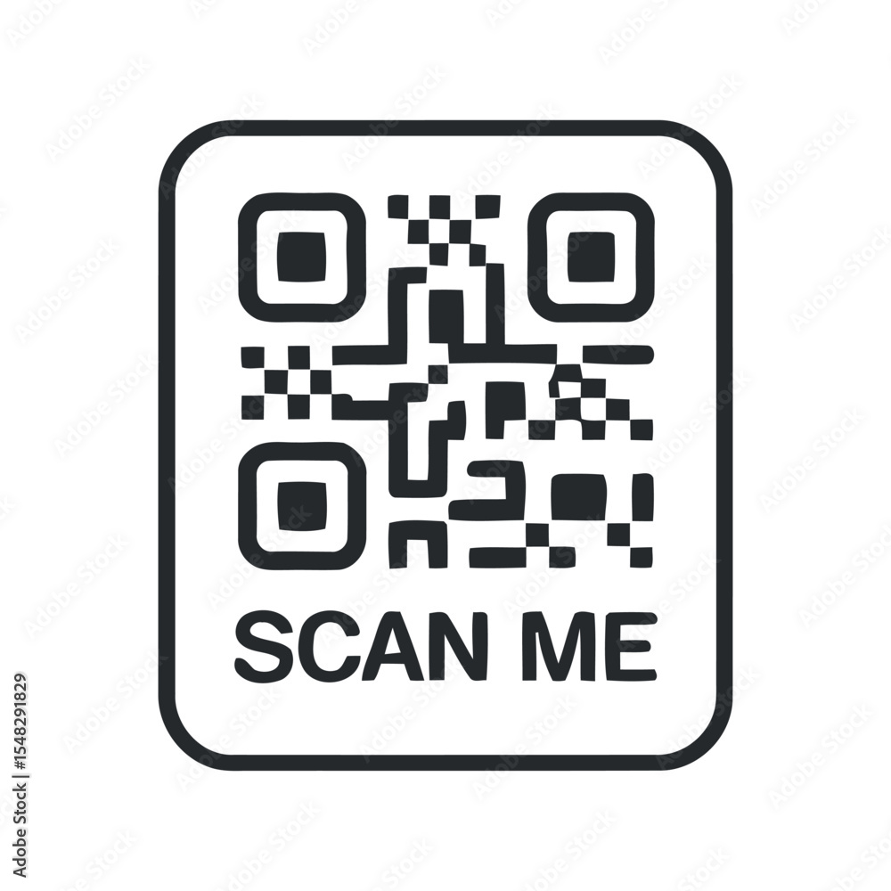 Fototapete Simple black and white QR code graphic with scan me text