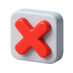 3d icon in plastic style featuring a red delete symbol on a white background, representing technology, design, and digital interfaces for apps and websites.