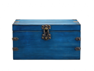 Blue Wooden Treasure Chest Storage and Decoration