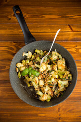 Vegetarian dish with mushrooms and spices