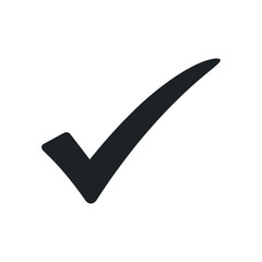Simple black check mark icon on white background