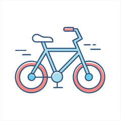 Fototapeta premium Stylish flat vector illustration of a modern blue and red bicycle