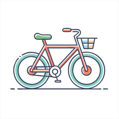 Fototapeta premium Stylized bicycle with a front basket, teal tires and a bright seat