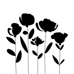 Bold Botanical Flower. Large solid floral shapes with high contrast and expressive silhouettes ideal for bold design compositions or statement graphics.