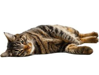 Fototapeta premium Relaxed Tabby A Close-Up Portrait of a Domestic Cat Resting Peacefully