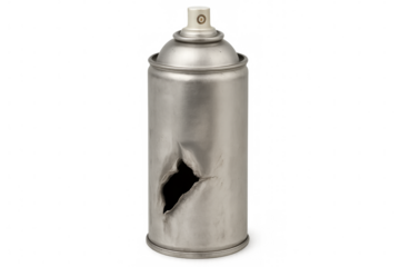 Spray can showing a big hole with transparent background