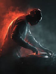 Fototapeta premium Dj night dance club disco musician stage party mixing music