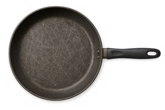Old frying pan with scratches on transparent background - Powered by Adobe