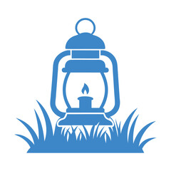 lantern in meadow vector icon