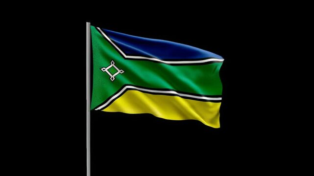 Flag of Amapa State from Brazil waving in the wind against a black background