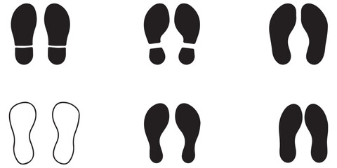 Human foot and shoe print icons set vector illustration  on white background. Design EPS 10