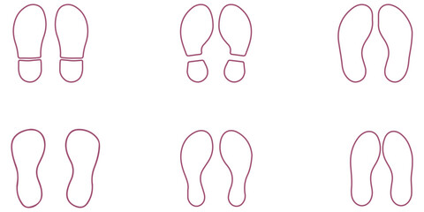 Human foot and shoe print icons set vector illustration  on white background. Design EPS 10