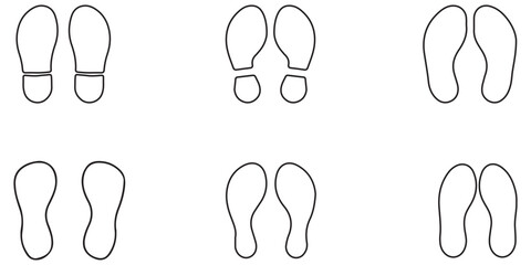Human foot and shoe print icons set vector illustration  on white background. Design EPS 10