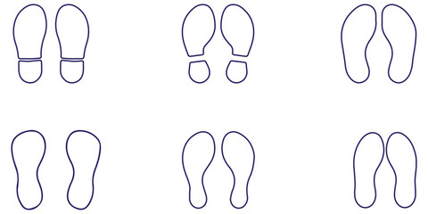 Human footprint shoe print icon and silhouette graphic elements vector design barefoot. white background. Design EPS 10