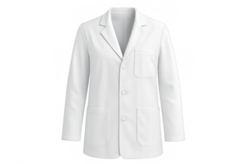 White lab coat on transparent background, perfect for healthcare and medical projects