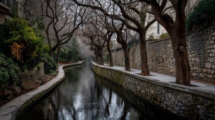 Fototapeta premium City canal winter scene