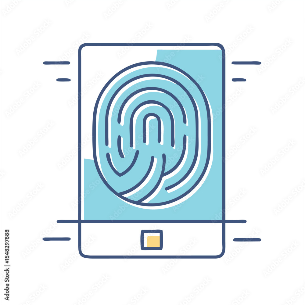 Poster a tablet or mobile device with fingerprint scanning for security purposes