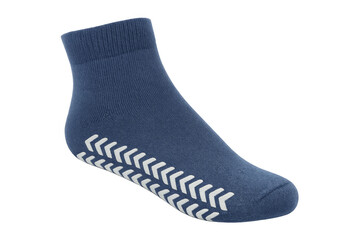 Blue anti slip socks isolated on transparent background