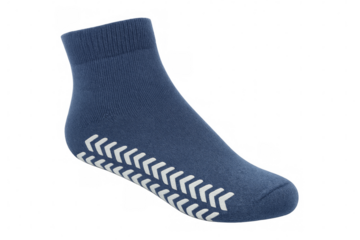 Blue anti slip socks isolated on transparent background