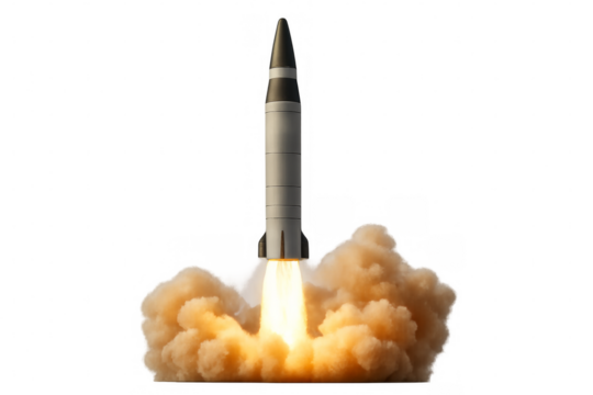 Intercontinental ballistic missile launching with transparent background