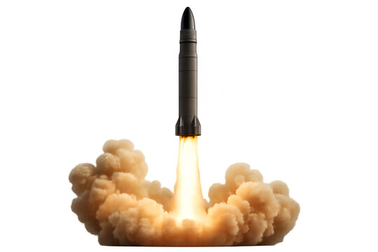 Intercontinental ballistic missile launching with transparent background