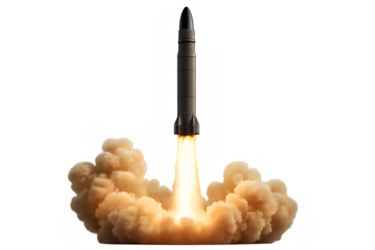 Intercontinental ballistic missile launching with transparent background