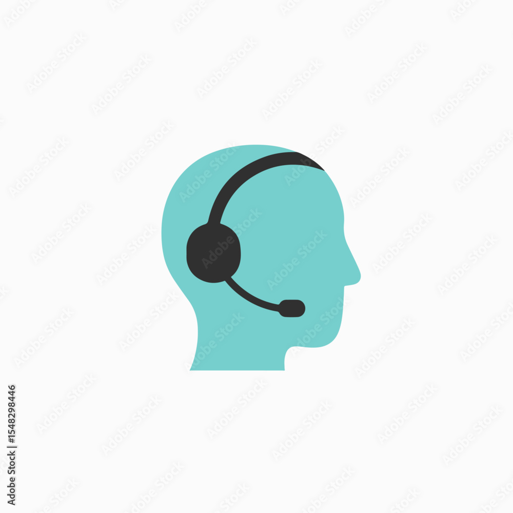 Poster customer support agent profile icon. headset icon symbolizes professional help and assistance. this 