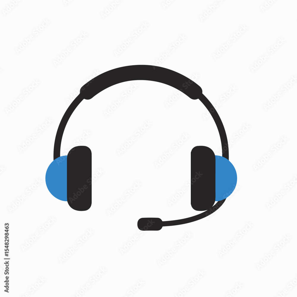 Poster headset with microphone for customer support. professional headset for communication. modern headset