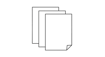 Stack of Three White Papers with Curled Corner Outline Style