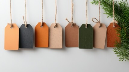 An appealing arrangement of colorful labels accompanied by greenery, evoking creativity, organization, and aesthetics in design and presentation, perfect for crafting or marketing.