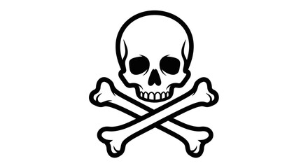 Black and White Skull and Crossbones Symbol on White Background