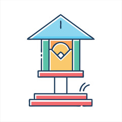 Colorful cartoon illustration of a bird feeder or bird house structure