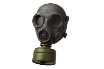 Gas mask protecting from chemical warfare on transparent background