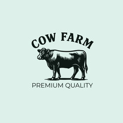 Cow Farm Angus Beef Premium Logo