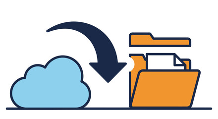 Cloud to Folder Transfer Icon with Arrow, Data Migration Concept