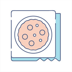 Cute illustration of a cookie package with a delicious chocolate chip cookie