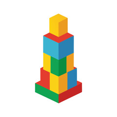 Obraz premium Toy blocks tower clipart vector illustration of educational toy on white background