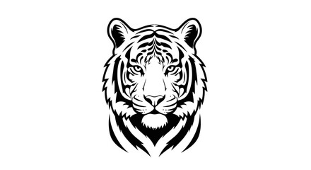 Intricate Black and White Tiger Head Design