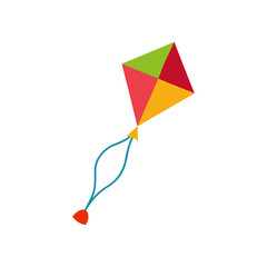 Toy kite clipart vector illustration of flying outdoor toy on white background