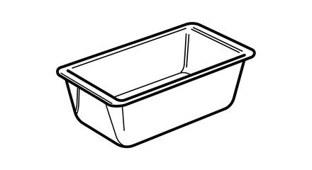 Simple Black and White Rectangular Container Illustration, Empty and Open