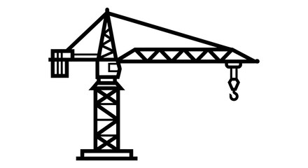 Minimalist Black Construction Crane Icon with Hook and Jib Design