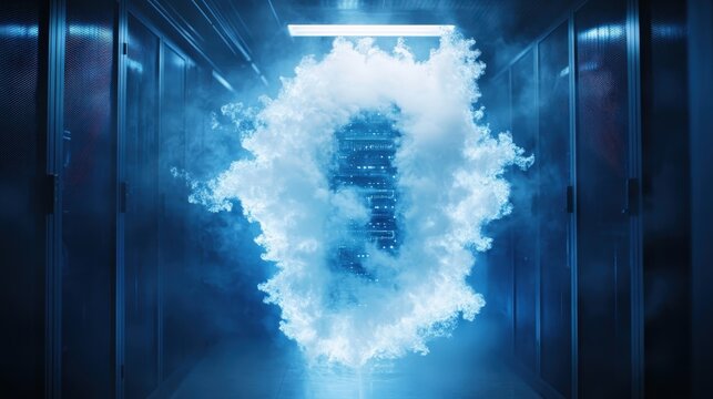 A futuristic portal of mist and light in a hallway, symbolizing technology and innovation in a digital world.