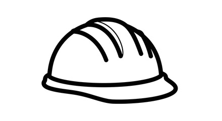 Simple Black and White Construction Hard Hat Outline Illustration