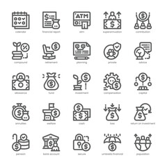 Pension Icon pack for your website, mobile, presentation, and logo design. Pension Icon outline design. Vector graphics illustration and editable stroke.