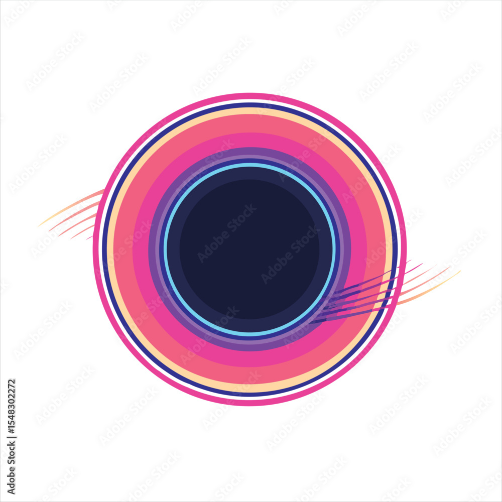 Poster abstract colorful concentric circles with motion lines creating a captivating vortex effect